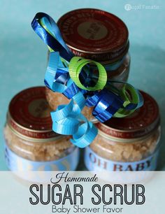 homemade sugar scrub recipe in jars with ribbon