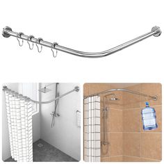 PRICES MAY VARY. 🛁 🚿2023 Upgraded shower curtain rod 👍 Adjustable L shaped shower rod is made of high-quality 304 stainless steel (including accessories) to ensure quality and longevity. with a polished chrome finish, shining and smooth like mirrors,easy to clean, never rust. 🔛Both sides of the telescopic shower curtain rod can be adjusted between 27"-39"and 43"-67", which is an ideal solution for your bathroom shower. Expand and adjust to your specific bathroom layout. Please measure the le Corner Shower Curtain Rod, Silver Shower Curtain, Curved Shower Rod, Shower Rods, Shower Curtain Rod, Shower Rod, Corner Shower, Shower Curtain Rods, Bathtub Accessories