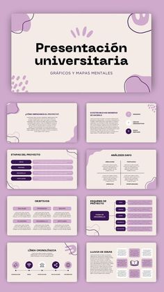 a purple and white presentation board with the words presentation universtraria written on it