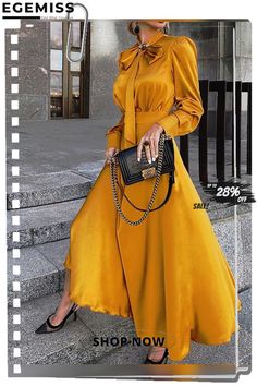 Women's Sheath Dress Maxi Long Dress Long Sleeve Ruched Bow Summer Hot Casual Black Red Yellow Black Dresses Elegant Plain Dresses For Fall, Simple Solid Color Evening Dress, Plain Solid Dress For Evening, Plain Long Sleeve Party Dresses, Solid Fall Dress, Solid Plain Dresses For Fall, Solid Plain Dress For Fall, Plain Dress For Fall, Elegant Yellow Maxi Dress For Fall