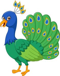 a blue and green peacock standing on its hind legs with feathers spread out to the side