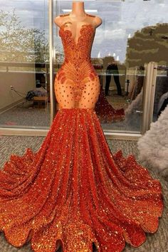 2k24 Prom, Burnt Orange Prom Dress, Crystal Wedding Dresses, Red Prom Dress Long