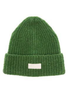 grass green virgin wool chunky knit brushed finish logo patch to the front round crown turn-up hem pull-on style Chunky Knit Beanie, Green Beanie, Balenciaga Track, Crown Design, Balenciaga Triple S, Grass Green, Custom Watch, Summer Beach Wear, Derby Shoes