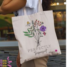 "Enter the name you want on your bag on the personalization section.  ABOUT OUR PERFECTLY IMPERFECT You Can Go Wrong With This Tote Bag. Perfect For Every Day. - Our bags are 100% cotton, in one size 15x16. - Perfect for every day wear, specially a shopping day ;). - Printed and shipped from the USA. HOW TO ORDER 1) Please, check and review all photos 2) Click add to cart. You can go back and follow the same steps to add more items to your cart. 3) Click \"Proceed to check out\". 4) Add your shipping address and choose your shipping method. (PLEASE check your current address.) Thank you for trusting us!" Personalized Eco-friendly Canvas Bag For Gifts, Customizable Eco-friendly Canvas Bag For Gifts, Eco-friendly Customizable Canvas Bag For Gifts, Flowers Tote Bag, Gift Flowers, Flowers Tote, Design Tote Bag, Gift Best Friend, Bestie Gifts