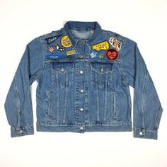 Levi Strauss & Co. Women's Denim Trucker Jacket Size: Large Pit to pit: 22" Shoulders: 19" Waist: 20-1/4" Length: 22-1/4" Sleeve from Shoulder: 23" JACKET IS MARKED IRREGULAR Trendy Cotton Denim Jacket With Embroidered Patch, Levi's Cotton Denim Jacket For Streetwear, Casual Denim Outerwear With Embroidered Patch, Cotton Denim Jacket With Patches For Winter, Winter Cotton Denim Jacket With Patches, Winter Streetwear Denim Jacket With Embroidered Patch, Winter Denim Jacket With Embroidered Patch For Streetwear, Embroidered Patch Denim Jacket For Winter Streetwear, Trendy Denim Outerwear With Embroidered Patch