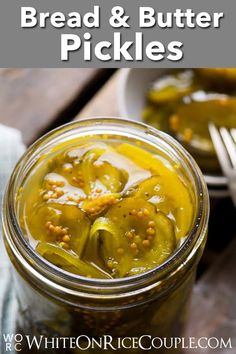 two jars filled with bread and butter pickles