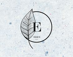 the logo for eden's is shown in black and white, with a leaf on it