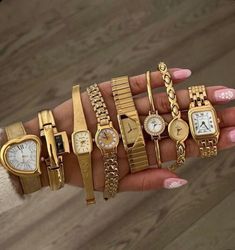 Watches And Bracelets, Vintage Gold Watch, Dope Jewelry Accessories, Wrist Jewelry, Luxe Jewelry, Jewelry Fashion Trends, Classy Jewelry, Jewelry Essentials