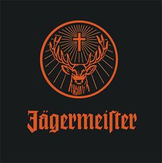 the logo for jagermeisterer beer, with an image of a deer's head