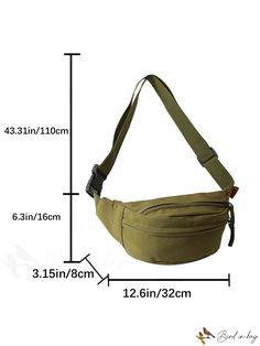 BirdinBag - Green Polyamide Medium Zipper Fanny Pack - Sleek Minimalist Design Solid Color Shoulder Bag With Zipper For Outdoor, Casual Khaki Chest Bag With Zipper Closure, Casual Zipper Pouch Belt Bag For Outdoor Activities, Casual Belt Bag With Zipper For Outdoor Activities, Casual Khaki Belt Bag With Pockets, Daily Use Belt Bag With Zipper Pocket, Travel Belt Bag With Zipper, Casual Shoulder Bag With Zipper Pouch For Outdoor Activities, Casual Shoulder Bag With Zipper Pouch For Outdoor