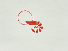 a drawing of a red object on white paper