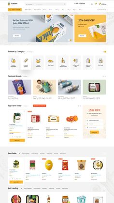 the website design is designed to look like it has many different items on display, including food