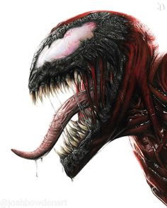 an alien like creature with sharp teeth and large fangs on it's face is depicted in this drawing