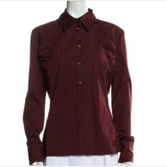 Description Gucci Button-Up Top Burgundy Long Sleeve With Collar Button Closure At Front Bust: 39" Waist: 34" Length: 26" Fabric: 78% Cotton, 17% Nylon, 5% Spandex Fitted Gucci Blouse For Fall, Gucci Formal Button-up Blouse, Gucci Collared Blouse For Formal Occasions, Elegant Gucci Button-up Blouse, Gucci Formal Collared Blouse, Gucci Button-up Blouse For Formal Occasions, Chic Gucci Collared Blouse, Gucci Long Sleeve Blouse For Fall, Gucci Designer Tops For Formal Occasions