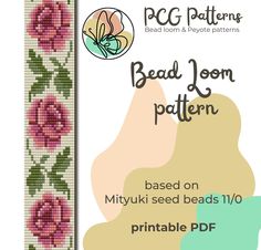 the bead loom pattern has pink flowers on it