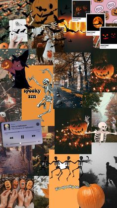 halloween collage with pumpkins, jack - o'- lanterns and other images