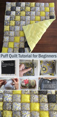 Sweater Knitting Patterns Syprosjekter For Nybegynnere, Puff Quilt Tutorial, Puffy Quilt, Beginner Quilting Projects, Bubble Quilt, Puff Quilt, Make A Quilt, Beginner Sewing Patterns, Sewing Machine Projects