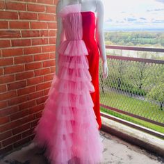 Tube Tulle Dress (Red/Pink) - Size 4 Bust: 34 Inches Waist: 26 Inches Hips: 37 Inches Royal Red, Tulle Dress, Red Dress, Strapless Dress, Womens Dresses, Couture, Red, Dresses, Pink