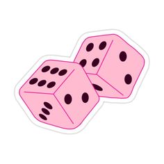 two pink dices with black dots on them are facing the same direction sticker