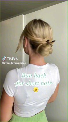 short hair, blonde hair, brown hair, short hairstyle, short hair hairstyle, hair care, messy bun for short hair, short hair tutorial, hairstyle tutorial, healthy hair, hair ideas, hairstyle ideas, hairstyle, cute hair, bun ideas, low bun tutorial. Cute Hair Bun, Hair Bun Ideas, Low Bun Tutorial, Brown Hair Short, Bun For Short Hair, Stylish Bun, Low Bun Tutorials, Short Hair Blonde, Hairstyle Short Hair