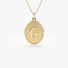 14K Oval Medallion Initial Necklace – FERKOS FJ Luxury Engraved Yellow Gold Medallion Necklace, Silver Braided Ring, Compass Necklace, Braided Ring, Jewelry Safe, Initial Necklace Gold, Jewelry Lookbook, Gold Initial, Necklace Sizes