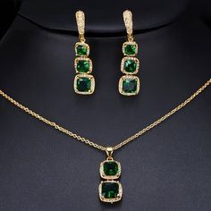 CWW Women's Fashion Stylish Trendy Luxury Blue Green & Red Premium Quality Cubic Zirconia Gold Plated Jewelry Set - Divine Inspiration Styles Silver Necklace Prom, Random Fashion, Fashion Pic, Work Flow, Gold Jewelry Sets, Business Products, Red Necklace, Cubic Zirconia Jewelry, Yellow Gold Jewelry