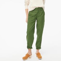 Factory: Cotton Camp Pant For Women Camp Pants, Pant For Women, Pants Straight, Kelly Green, Thigh Highs, Fashion Pants, Pant Jumpsuit, Khaki Pants, J Crew