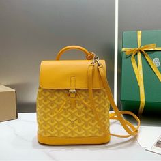 Goyard L'alpin Backpack ‘Yellow’ Condition: New Size: One-Size Authentic Check Out Our ‘About’ For Additional Information. Goyard Backpack, Goyard Accessories, Hang Bag, Goyard Bag, Purple Backpack, Bags For Men, Blue Backpack, Hanging Bag, Mini Backpack