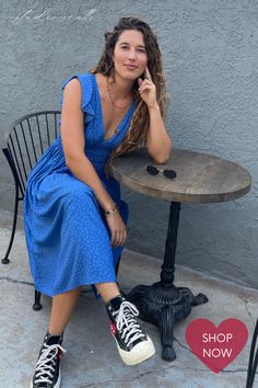 Mykonos Dress by Studio Sentti Made in Los Angeles Female Founded Female Poses, Blue Midi Dress, Mykonos, Smocking, Midi Dress, Blue