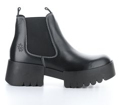 Lug sole love! These chunky attention-grabbing boots feature leather uppers and convenient stretch goring for easy wear. From Fly London. Chunky Ankle Boots, Chunky Block Heels, Fly London, Round Toe Heels, Lug Sole, Easy Wear, Block Heels, Fashion Shoes, Ankle Boot