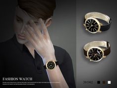 the watch is designed to look like it has been worn by a woman in black and gold