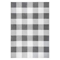 a gray and white checkered rug on a white background