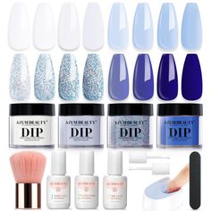 PRICES MAY VARY. 【Constellations Limited Gift Set】 AZUREBEAUTY 12 Pcs Complete Aquarius Set is specially developed for, you can get a complete dip powder set for just a little money, including 4*10g dip powder colors with navy blue, blue glitter, white, and sky blue. 3*10ml liquid set (basecoat/activator/top coat), 2*liquid brush replacement, 1*nail brush, 1*nail file, 1*dip powder recycling system, User Manual Quick Start Guide. 【Superior Quality & Long Lasting】 AZUREBEAUTY dipping powder nail Christmas Dip, Gray Polish, French Nail Art, Manicure Diy, French Nail, Nail Brush, Nail Products, Dip Powder Nails, Nail Brushes