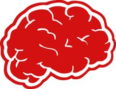 a red brain is shown on a white background