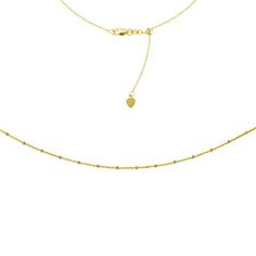 Two Tone Saturn Chain Choker 14k Yellow Gold Necklace, 16" Adjustable Golden Necklace, 14k Gold Necklace, Gold Choker, Bead Chain, Chain Choker Necklace