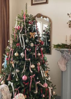 a decorated christmas tree in a living room