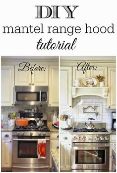 the before and after pictures of a kitchen remodel with white cabinets, stainless steel appliances