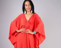 Red Kaftan Dress Kimono Caftan Dress Red Dress Women Red - Etsy Elegant Red Tunic Dress, Red V-neck Kaftan For Party, Elegant Red V-neck Kaftan, Red Maxi Length Kaftan For Evening, Red Maxi Length Evening Kaftan, Evening Kaftan Dress, Evening Kaftan, Red Kaftan, Red Frock