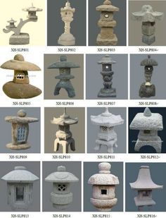 many different types of stone lanterns and their names are shown in the above pictures below