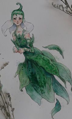 a drawing of a woman dressed as a mermaid