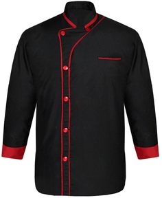 The Aljanna Creation CY-08 is a professional-grade chef jacket specifically designed for men. This jacket features a sleek black color and is constructed using lightweight materials, making it comfortable for prolonged wear in a fast-paced culinary environment. Crafted with the highest standards of quality and functionality, this chef coat offers a range of features to meet the demands of a professional chef. The jacket is tailored to provide a contemporary fit, ensuring a polished appearance while allowing freedom of movement during kitchen tasks. The Aljanna Creation CY-08 chef jacket is equipped with a double-breasted front, which not only adds to its aesthetic appeal but also offers practicality by allowing the wearer to reverse the jacket in case of spills or stains. The jacket is sec Professional Black Winter Outerwear, Professional Long Sleeve Black Outerwear, Professional Black Long Sleeve Outerwear, Chef Uniform Design Men, Professional Black Long-sleeve Outerwear, Chef Coat Design Men, Chef Jacket Design Men, Chef Coats, Chefs Coat