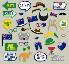 australia stickers are arranged in the shape of an australian flag and other country flags