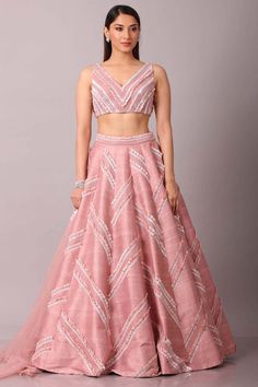 Disha Patil | Pink Embellished Peplum With Layered Skirt | INDIASPOPUP.COM Lehenga Designs Latest, Ruffle Dupatta, Blouse Yoke, Sharara Pants, Embellished Blouse, Dupion Silk, Net Dupatta, Lehenga Designs, Purple Fabric