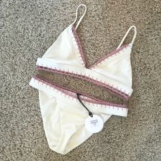 Never Been Worn! Absolutely Adorable Tularosa Lexi Bikini. Stretchy Poly Blend With The Cutest Crochet Trim! Top Retails For $92, Bottoms For $80. Unfortunately It’s Too Small For Me & I Forgot To Return On Time! Top Is Size Medium, Bottoms Are Size Small. Cream Stretch Swimwear For Spring, Spring Cream Stretch Swimwear, Cream Triangle Top Fitted Swimwear, Cream Fitted Triangle Top Swimwear, Cutest Crochet, Crochet Trim Top, Trim Top, Crochet Trim, I Forgot