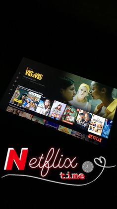 the netflix app is lit up in the dark