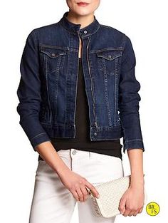 Factory Denim Moto Jacket | Banana Republic (already own) Denim Jacket Outfit, Moto Jacket, Jacket Outfits, Banana Republic, Denim Jacket, Zipper, Collar, Clothes