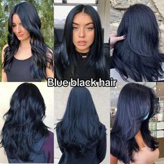 Navy Hair Color Midnight Blue, Dark Blue Hair On Black Hair, Hair Color Ideas Blue Black, Midnight Black Hair Color, Black Tinted Hair, Black Blueish Hair, Blue Black Curly Hair Natural, Black Blue Undertone Hair, Blue Toned Black Hair