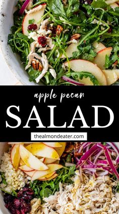 salad with apples, cranberries and pecans in it