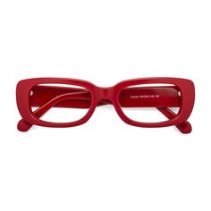 Unisex red wide rectangle full-rim eyeglasses frames are available in variety of colors to match any outfit. These affordable qualified horn-rimmed hipster grandpa eyeglasses include free single-vision prescription clear eyeglass lenses with AR and 100% UV protection, a case and a cleaning cloth. Bifocal and progressive lenses are supported. This hipster pair of glasses from the Couch collection is everything you need to go out in style and dazzle with your looks. The thick, wide temple frame ma Hipster Glasses, Glasses Fit, Eyewear Trends, Progressive Lenses, Eyeglass Lenses, Tinted Sunglasses, Medium Purple, Prescription Sunglasses, Light Orange