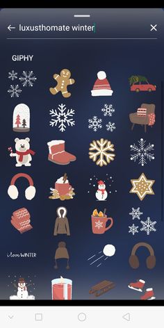 an iphone screen with christmas stickers on it and the text,'give us this winter